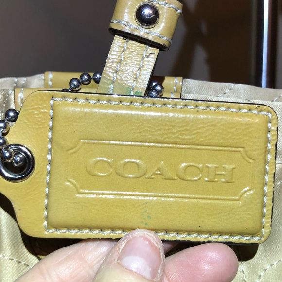 Authentic Coach Matte Gold Fabric Satchel with Shoulder Straps, Zipper Close - Picture 3 of 15